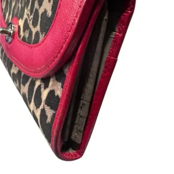 Coach Park Ocelot Print w/Red Trim Bi-Fold Wallet with Turn Lock Closure - Picture 3 of 9